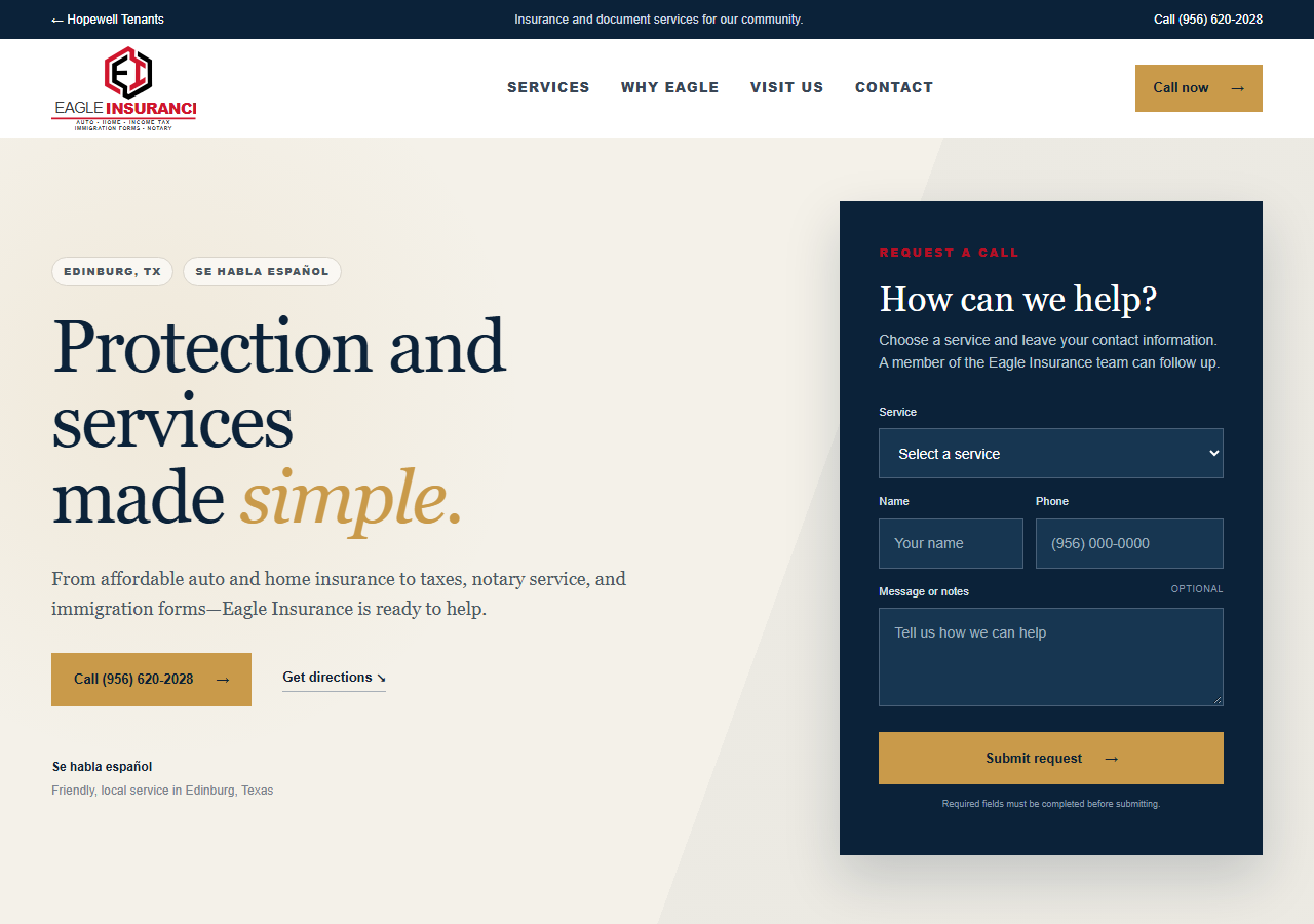 Eagle Insurance website preview